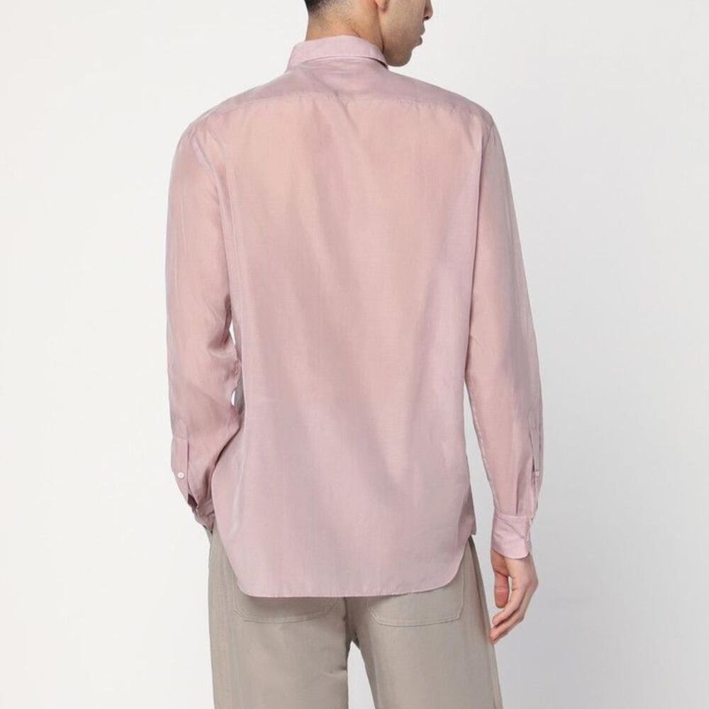 LARDINI Men's Classic Button-Up Long Sleeve Shirt Men PINK Shirts